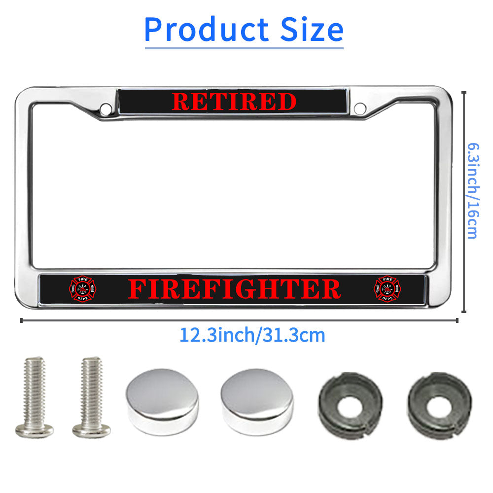 Firefighter License Plate Frame for Women Retired Firefighter Scratch-Resistant License Plate Frame Firefighter Power License Plate Frame Devoted Gift For Firefighter