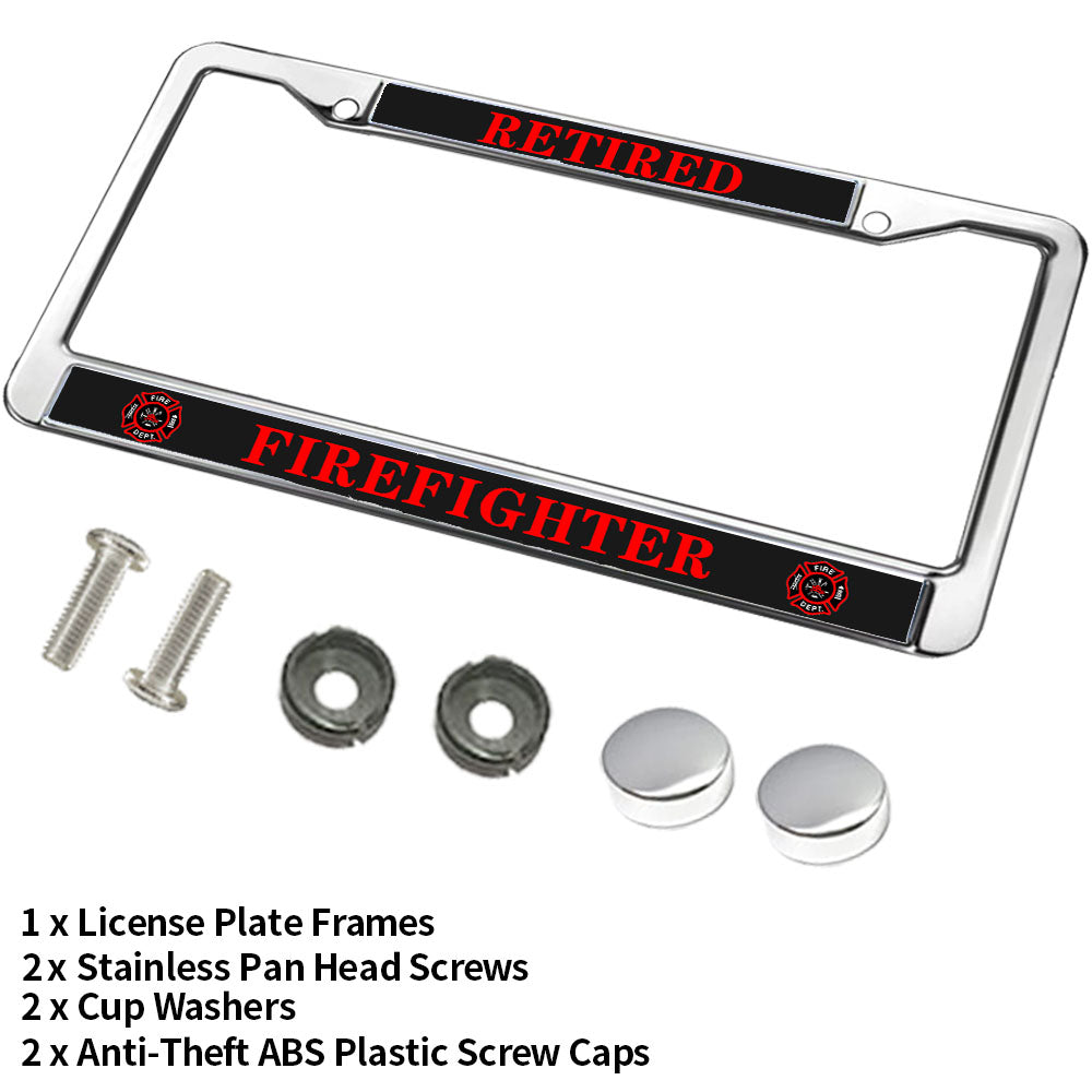 Firefighter License Plate Frame for Women Retired Firefighter Scratch-Resistant License Plate Frame Firefighter Power License Plate Frame Devoted Gift For Firefighter