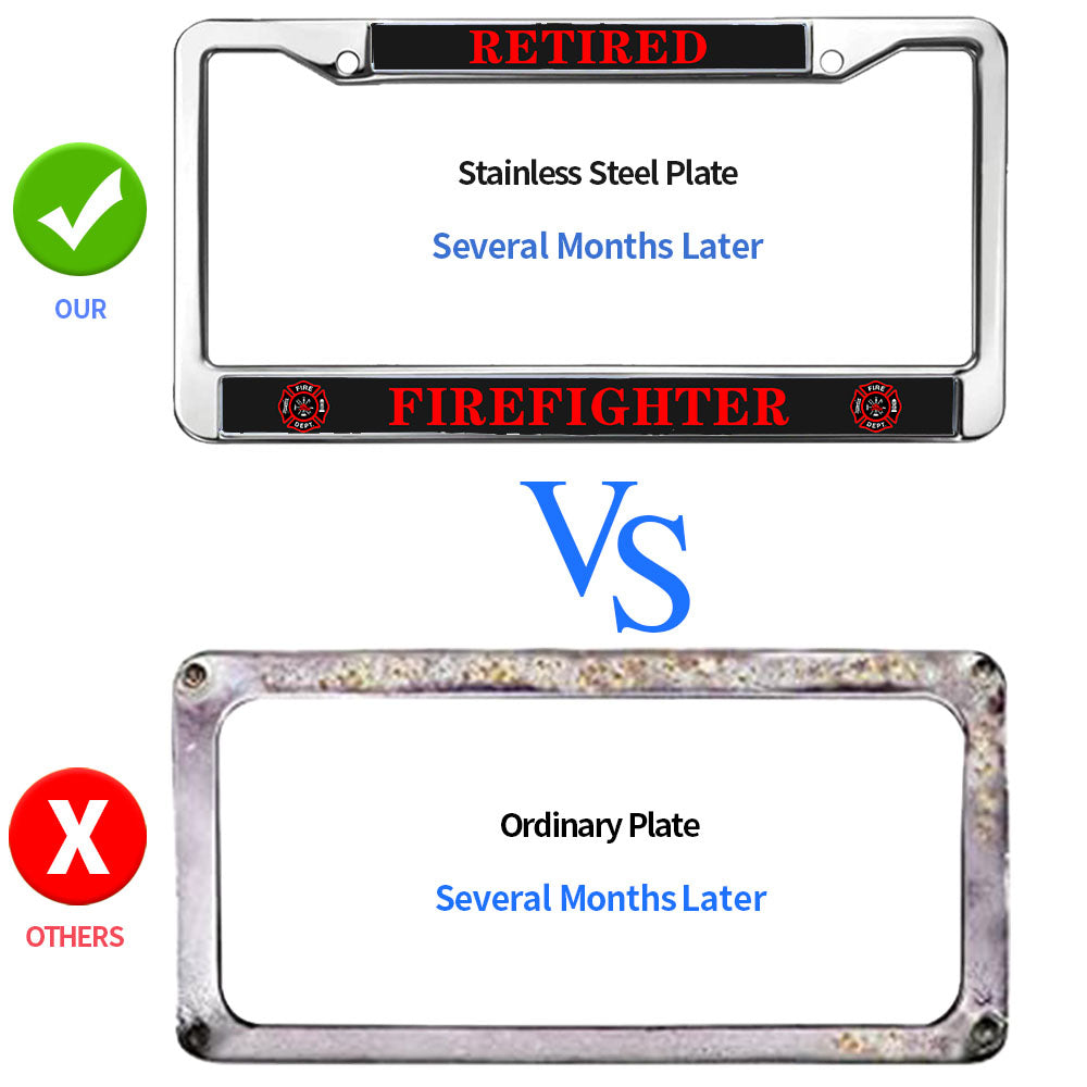 Firefighter License Plate Frame for Women Retired Firefighter Scratch-Resistant License Plate Frame Firefighter Power License Plate Frame Devoted Gift For Firefighter