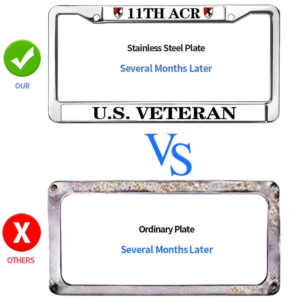 Armored Cavalry License Plate Frame Patriotic 11th ACR US Veteran Rust-Proof License Plate Frame Armored Cavalry Army License Plate Frame Thankful Gift For Cavalry Solider