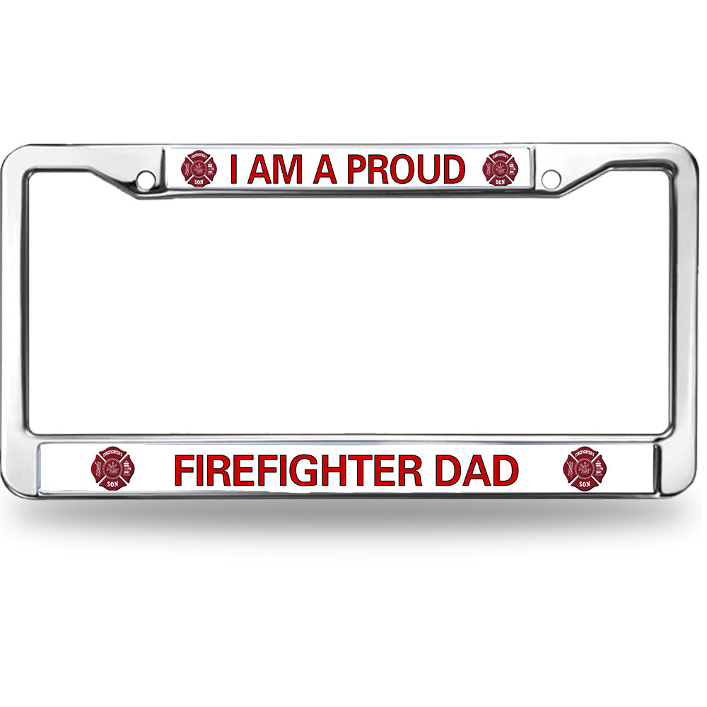 Firefighter License Plate Frame for Car Lovers Proud Firefighter Dad Rust-Proof License Plate Frame Fire Rescue Support License Plate Frame Thankful Gift For Firefighter