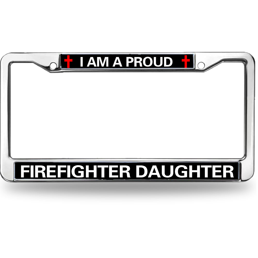 Firefighter License Plate Frame for Birthday Gift Proud Firefighter Daughter Scratch-Resistant License Plate Frame Firefighter Power License Plate Frame Cheerful Gift For Firefighter