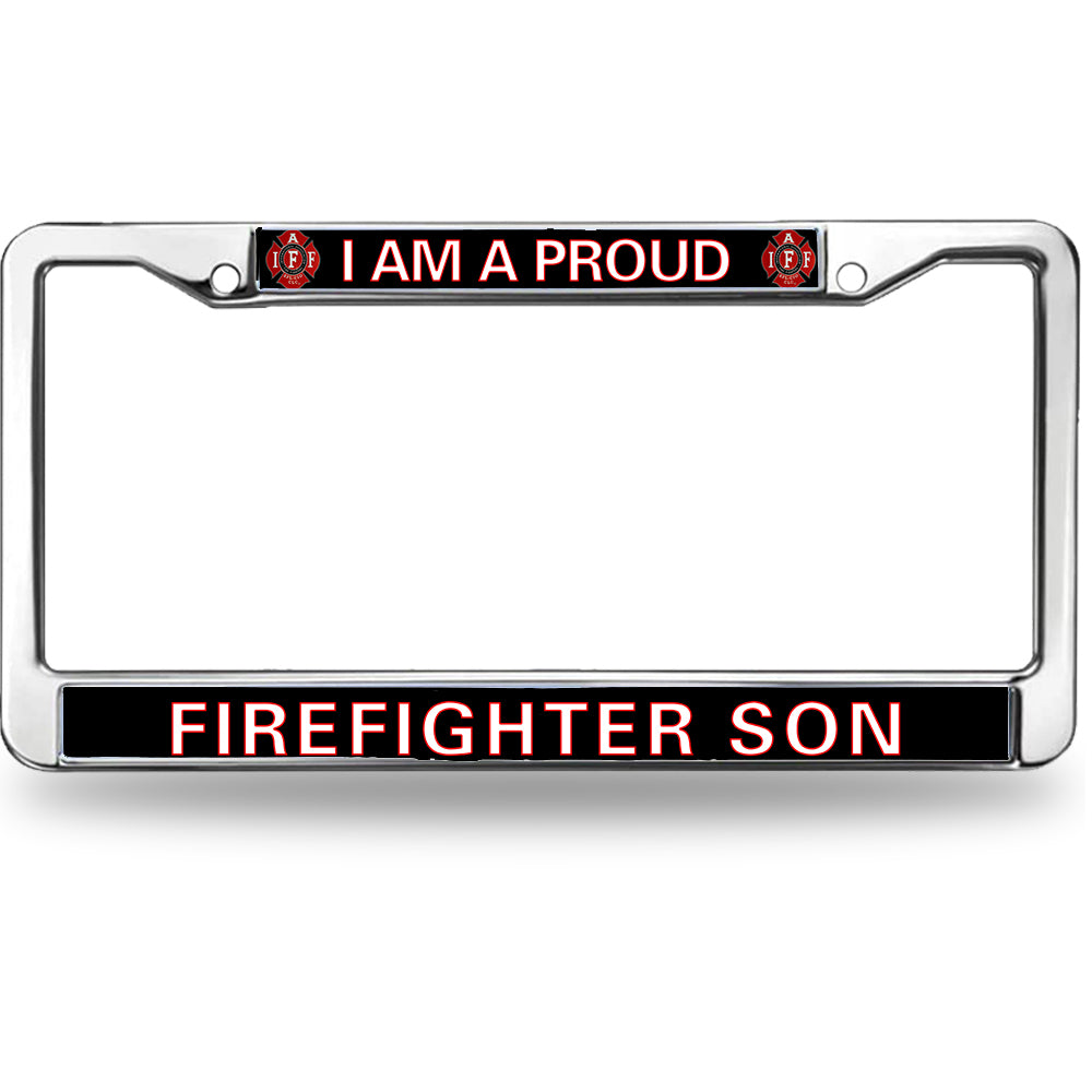 Firefighter License Plate Frame for Patriotic People Proud Firefighter Son Weather-proof License Plate Frame Firefighter Superhero License Plate Frame Healing Gift For Firefighter