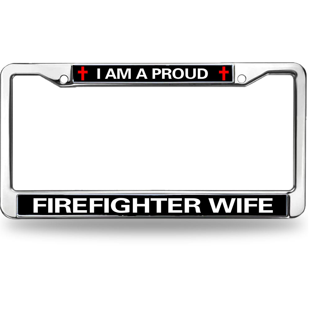 Firefighter License Plate Frame Metal Proud Firefighter Wife Weather-proof License Plate Frame Proud Firefighter License Plate Frame Faithful Gift For Firefighter