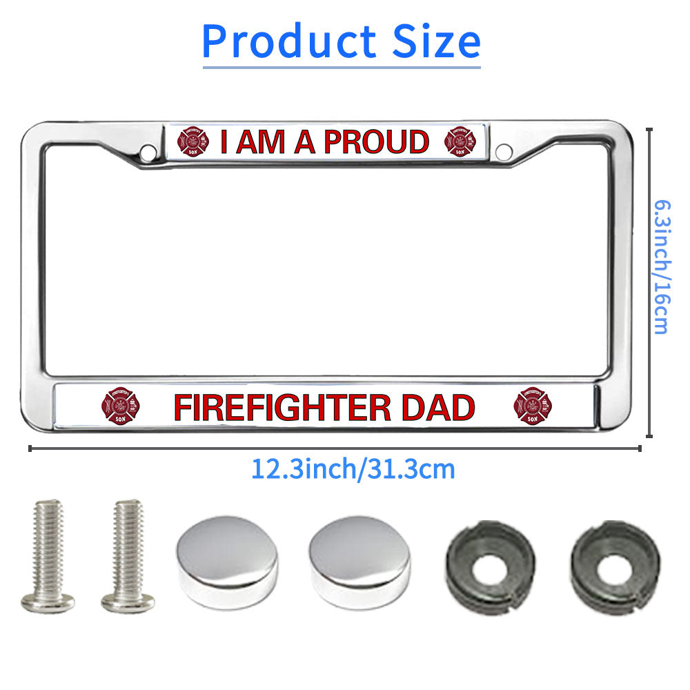 Firefighter License Plate Frame for Car Lovers Proud Firefighter Dad Rust-Proof License Plate Frame Fire Rescue Support License Plate Frame Thankful Gift For Firefighter