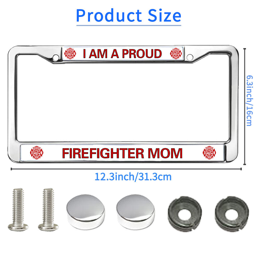 Firefighter License Plate Frame for Women Proud Firefighter Mom Fade-resistant License Plate Frame Firefighter Pride License Plate Frame Spiritual Gift For Firefighter