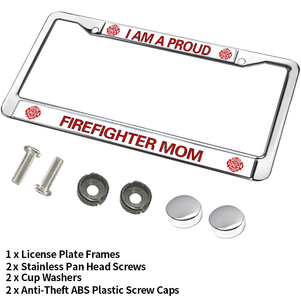 Firefighter License Plate Frame for Women Proud Firefighter Mom Fade-resistant License Plate Frame Firefighter Pride License Plate Frame Spiritual Gift For Firefighter