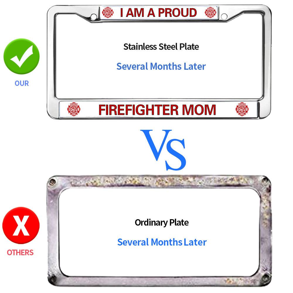 Firefighter License Plate Frame for Women Proud Firefighter Mom Fade-resistant License Plate Frame Firefighter Pride License Plate Frame Spiritual Gift For Firefighter