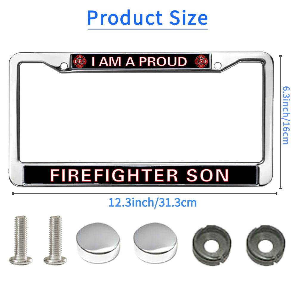 Firefighter License Plate Frame for Patriotic People Proud Firefighter Son Weather-proof License Plate Frame Firefighter Superhero License Plate Frame Healing Gift For Firefighter