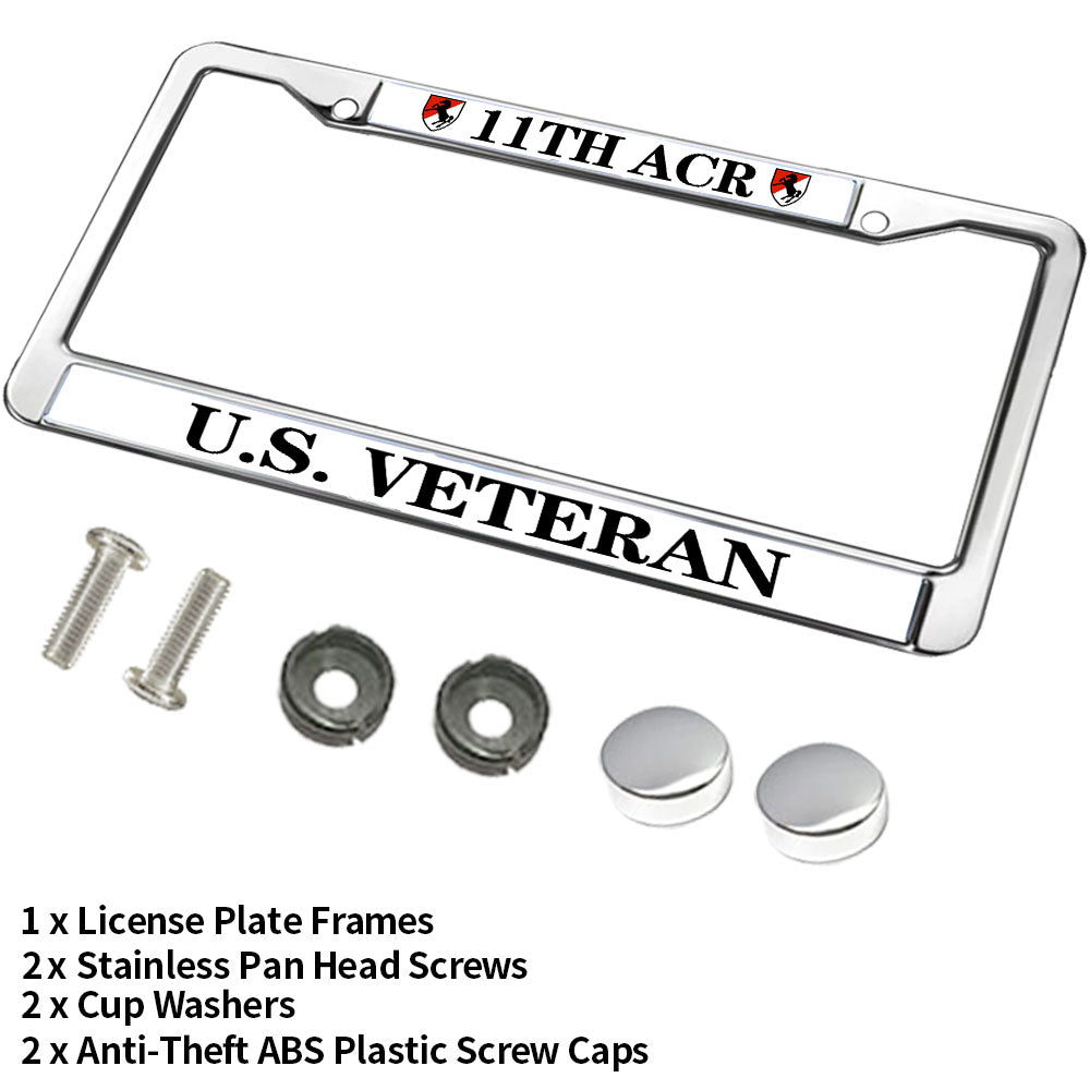 Armored Cavalry License Plate Frame Patriotic 11th ACR US Veteran Rust-Proof License Plate Frame Armored Cavalry Army License Plate Frame Thankful Gift For Cavalry Solider