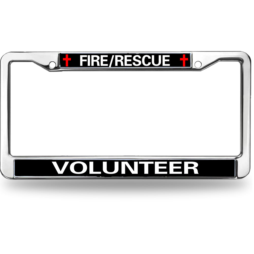 Firefighter License Plate Frame Stainless Steel Fire Rescue Volunteer Weather-proof License Plate Frame Fireman Support License Plate Frame Spiritual Gift For Firefighter