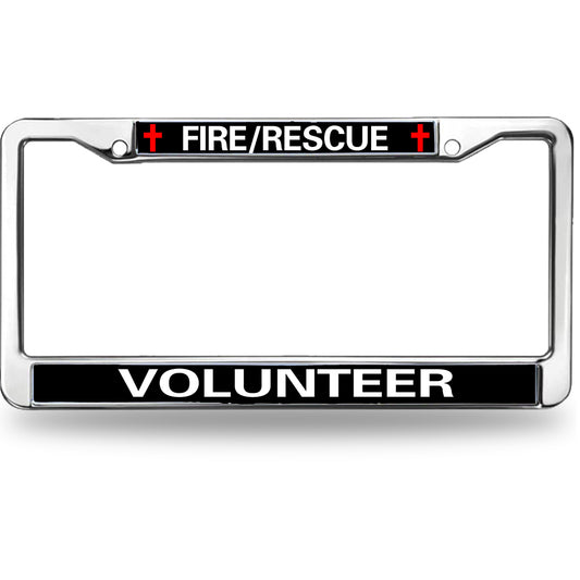 Firefighter License Plate Frame Stainless Steel Fire Rescue Volunteer Weather-proof License Plate Frame Fireman Support License Plate Frame Spiritual Gift For Firefighter