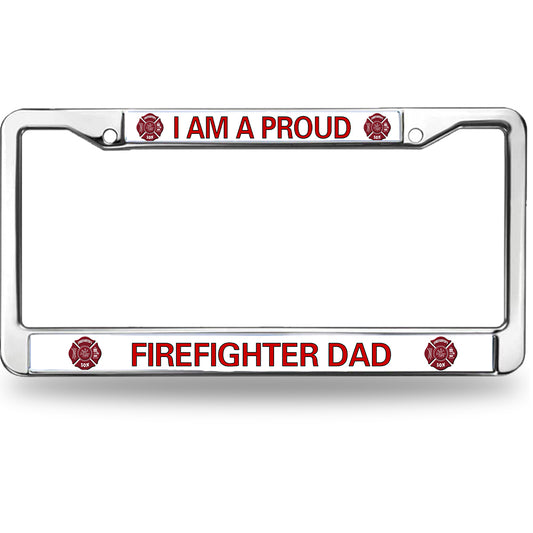 Firefighter License Plate Frame for Car Lovers Proud Firefighter Dad Rust-Proof License Plate Frame Fire Rescue Support License Plate Frame Thankful Gift For Firefighter