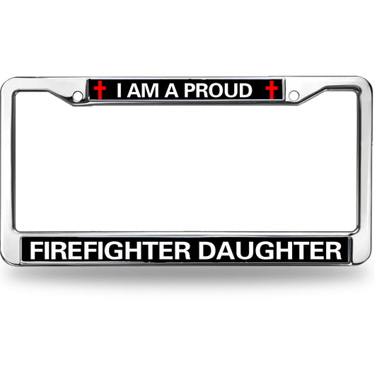 Firefighter License Plate Frame for Birthday Gift Proud Firefighter Daughter Scratch-Resistant License Plate Frame Firefighter Power License Plate Frame Cheerful Gift For Firefighter
