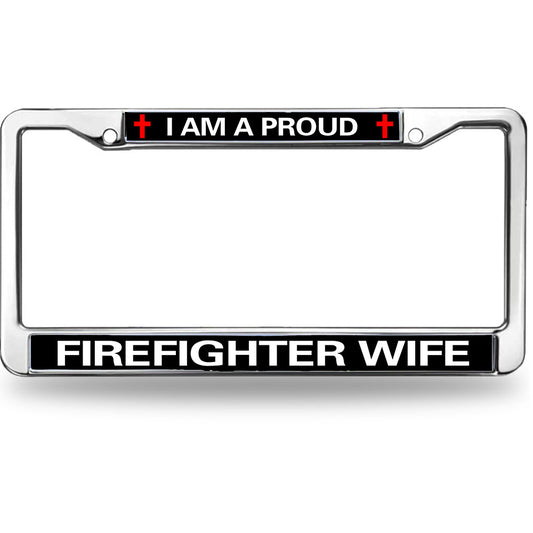 Firefighter License Plate Frame Metal Proud Firefighter Wife Weather-proof License Plate Frame Proud Firefighter License Plate Frame Faithful Gift For Firefighter